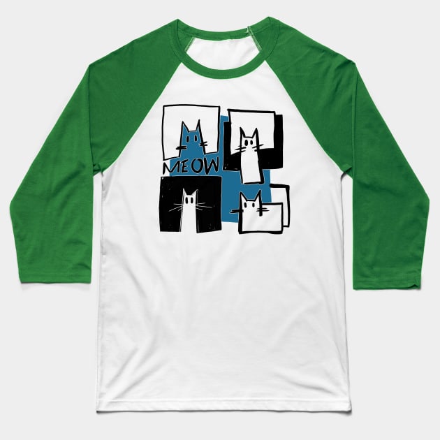 cubist cats Baseball T-Shirt by Handan